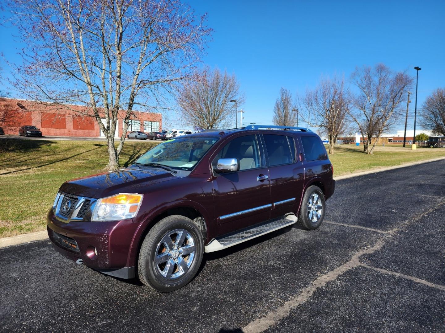 2014 Burgandy /BEIGE Nissan Armada Platinum (5N1AA0ND2EN) with an 5.6 V-8 engine, Automatic transmission, located at 1221 Madison St., Shelbyville, TN, 37160, (931) 680-9439, 0.000000, 0.000000 - Photo#0